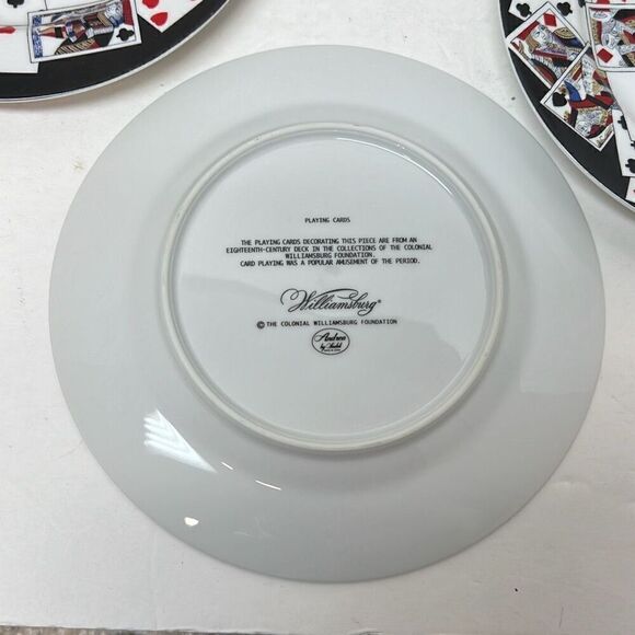 Playing Cards Bridge Poker Set of 4 Dessert Plates Colonial Williamsburg - Picture 8 of 12